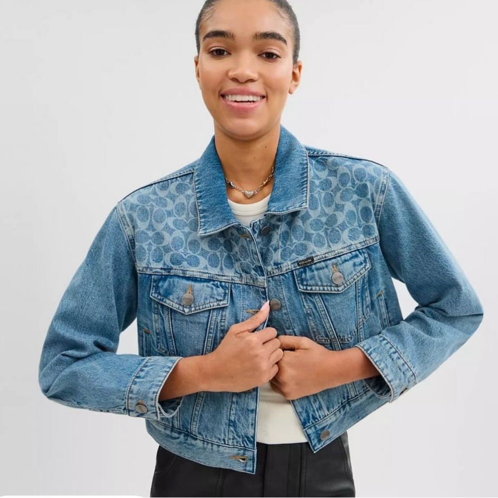 NWT COACH Denim Cropped Jacket Womens M Medium Wash 90’s Y2K Retro Cotton Preppy